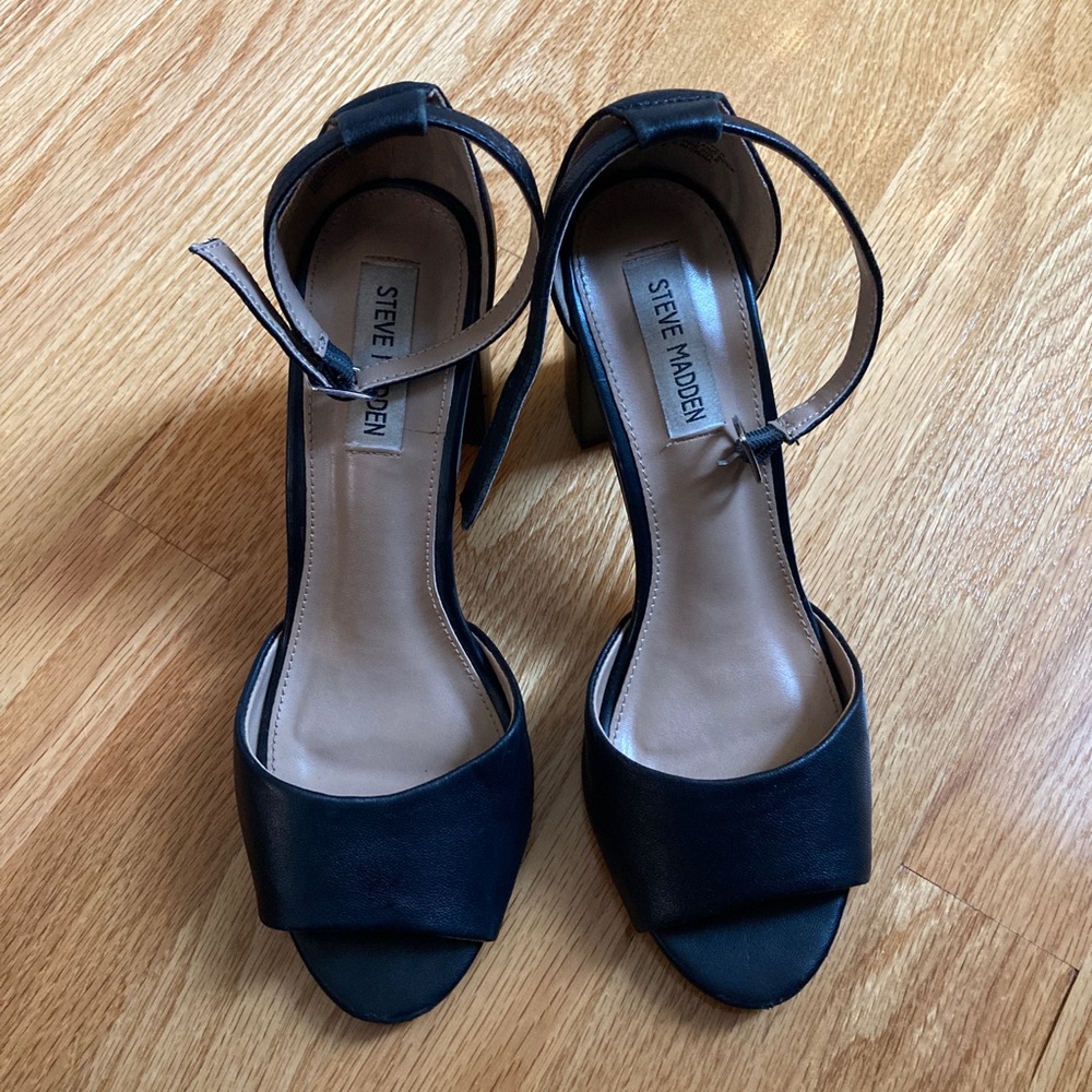 Steve Madden black open toe heels
